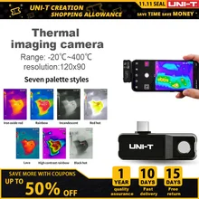 Caméra thermique infrarouge Portable UNI T ip65., pour Inspection industrielle, détection de tube chauffant au sol, UTI120, pour téléphone Portable