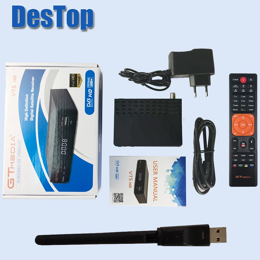 1 шт. Gtmedai V7S Поддержка usb WIFI DVB S2 HD Youtube PowerVU CCaam Newcamd GTMEDIA freesat 2 порта поддержка IR|dvb-s2