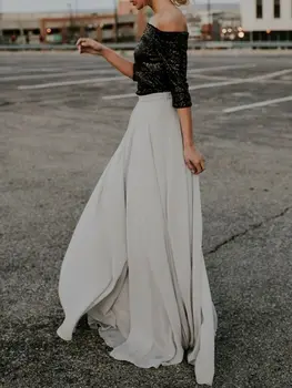 

USA Women Boho Chiffon Long Maxi Lady Beach Casual Sundress Skirt