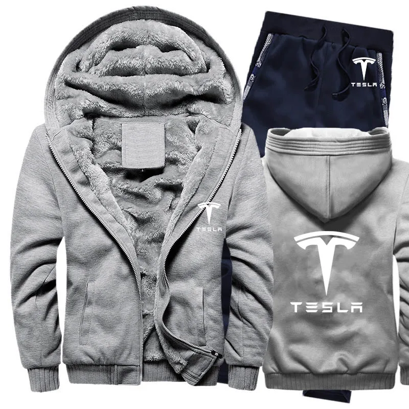 Толстовки мужские Tesla Car Logo Мужские s толстовки костюм зимний толстый теплый флис хлопок спортивный костюм на молнии мужские s куртка+ брюки комплекты из 2 предметов