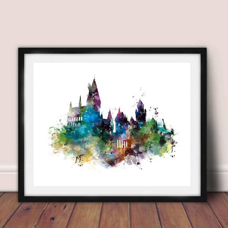 

Watercolor castle art painting wall picture print poster children room decoration Art Decor canvas painting A422