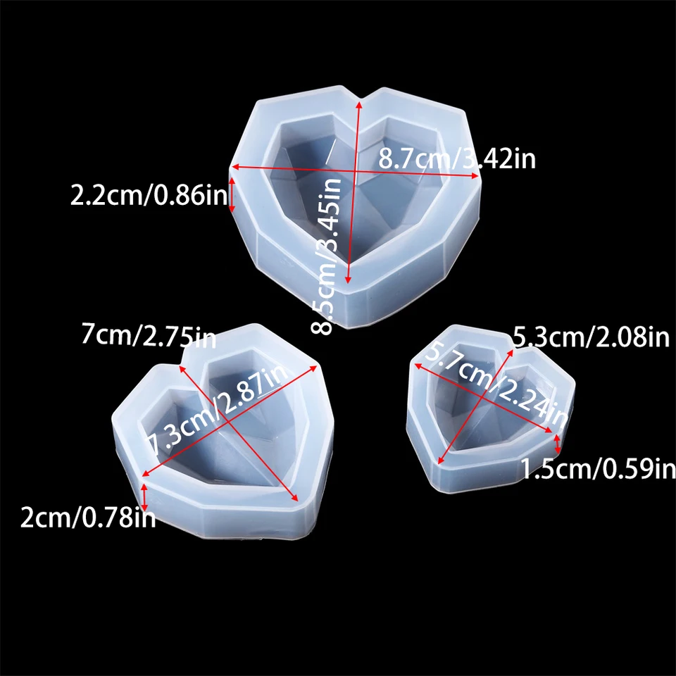 Stampo Silicone Cuore 3D FineInno - 2 Pezzi Per Resina, Candele E Saponi Fai Da Te