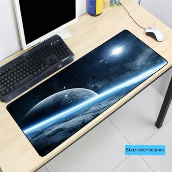 

Blue Purple Space Universe Keyboard Gaming Large Lock Edge MousePads Size 30X60CM 30X80CM 40X90CM Computer Mouse Mat