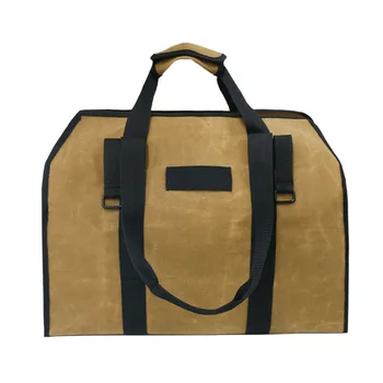 

Log Carrier Bag Firewood Holder Waterproof Portable Waxed Canvas Indoor Outdoor Tote Extra Large Camping Heavy Duty Kitchen