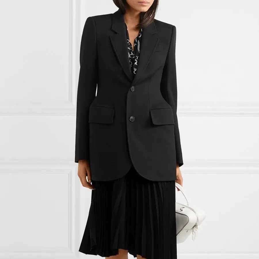 Зимняя женская модная винтажная куртка пальто с длинным рукавом Тонкий Стиль черная куртка наряды высокое качество v-образным вырезом женский пиджак пальто