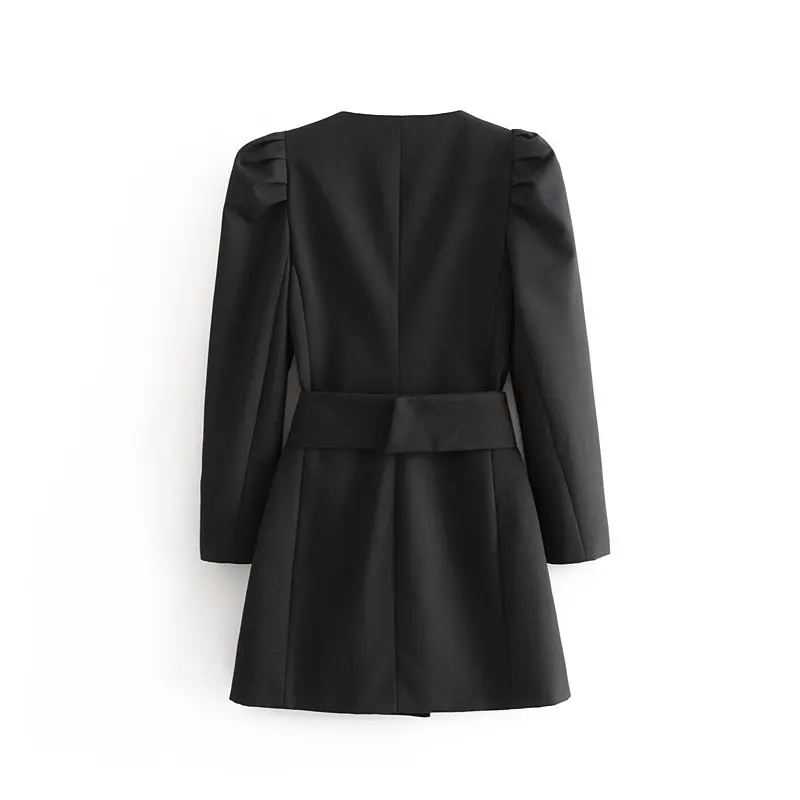 Winter Belt black blazer dress Women Elegant Double Breasted women blazers and jackets korean casual office long blazer full