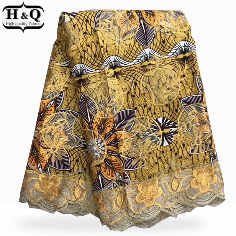 

High Quality Ankara Print Wax With Lace 100% Cotton Embroidered Lace Fabric 2019 Nigerian Guipure Cord Lace For Embroidery Dress