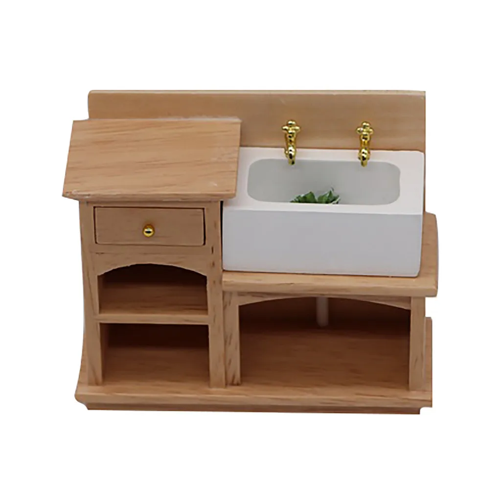1:12 мини миниатюрная мебель для кукольного дома деревянная плита раковина шкаф
