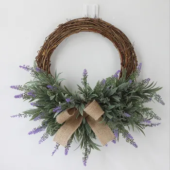 

Artificial Lavender Flower Wreath DIY Party Wedding Decoration Silk Cloth Fake Flowers Garland Home Decor Door Knocker Ornament