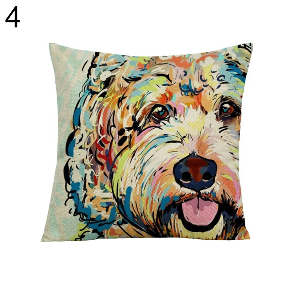 45cm x 45cm Fashion Cartoon Pet Dog Waist Throw Cushion Cover Linen Pillow Case Home Sofa Decor Pillow Covers