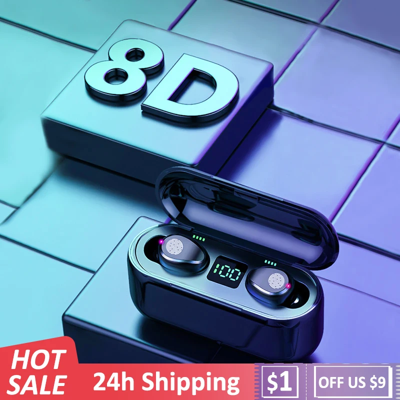F9 TWS 5 0 Bluetooth Earphones Wireless Headphones Touch Control Headset Gaming Earbuds In Ear Earpieces With Dual Microphones