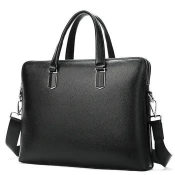 

NK 2020 Fashion Men's Handbag Cow Leather Business Briefcase Single-shoulder Bag,Genuine Leather Leisure Computer Bag for Male