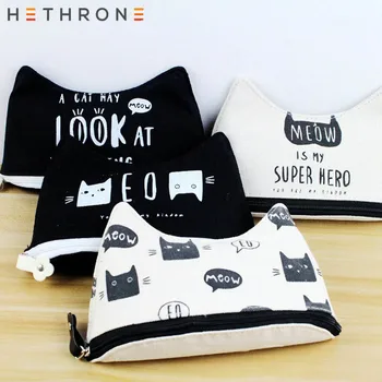 

Hethrone Handmade Cat's secret ear shape Pencil bag for school stationery bag printing Gel pen Pencil pouch case supplies