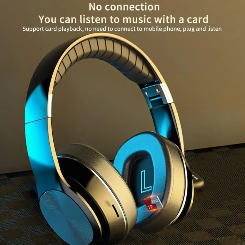 VJ320 HiFi Wireless Bluetooth Headset 5 0 Subwoofer Over Ear Head mounted Headphone 8D Stereo Sound TF Card Foldable Earphone