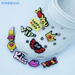 Charm Shoes accessories1Pcs Kiss Love You Miss English Letters Alphabet ibbfor Croc PVC Shoe Kids Boys Girls Women Gifts