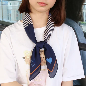 

New fashion scarf 70cm square size striped and love heart design women's collar scarves neckerchief multi-use hair scarfs 741#