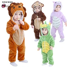 Новинка; зимняя детская толстовка с капюшоном; одежда для маленьких девочек и мальчиков; фланелевые комбинезоны для малышей с рисунками животных; Одежда для новорожденных