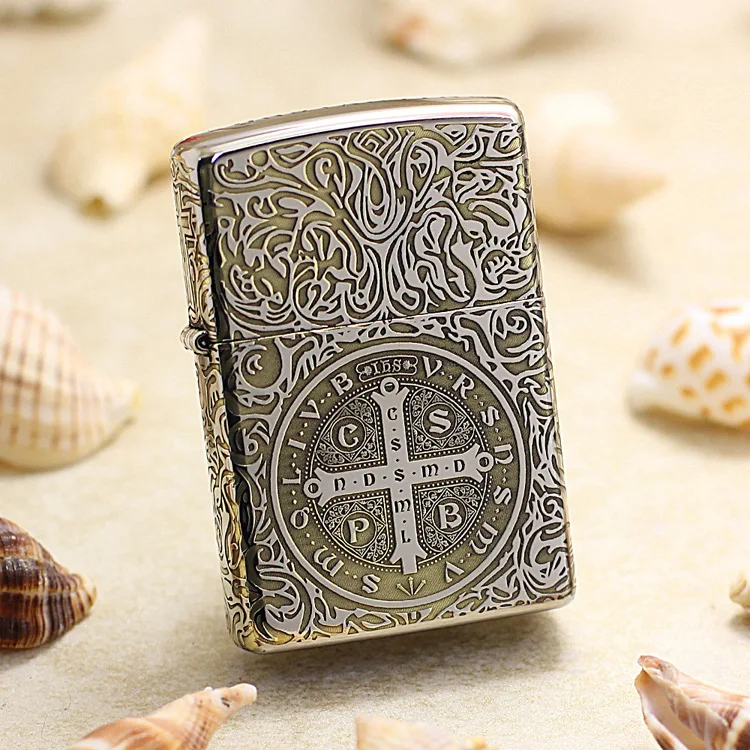 

Genuine Zippo oil lighter copper windproof Constantine 3D engraving cigarette Kerosene lighters With anti-counterfeiting code