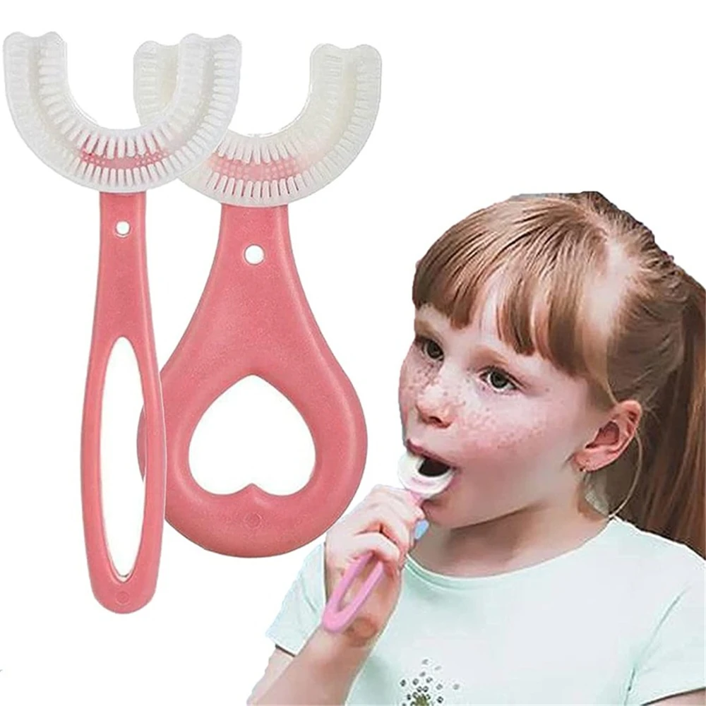 Kids Toothbrush U-Shape 360 Degree Infant Teether Baby Toothbrush Children Silicone Brush For Toddlers Oral Care Cleaning