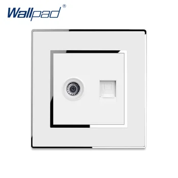 

TV and Data Socket Ethernet RJ45 CAT6 Wallpad Luxury Wall Electric Network Outlet Mirror Acrylic Panel Tomada