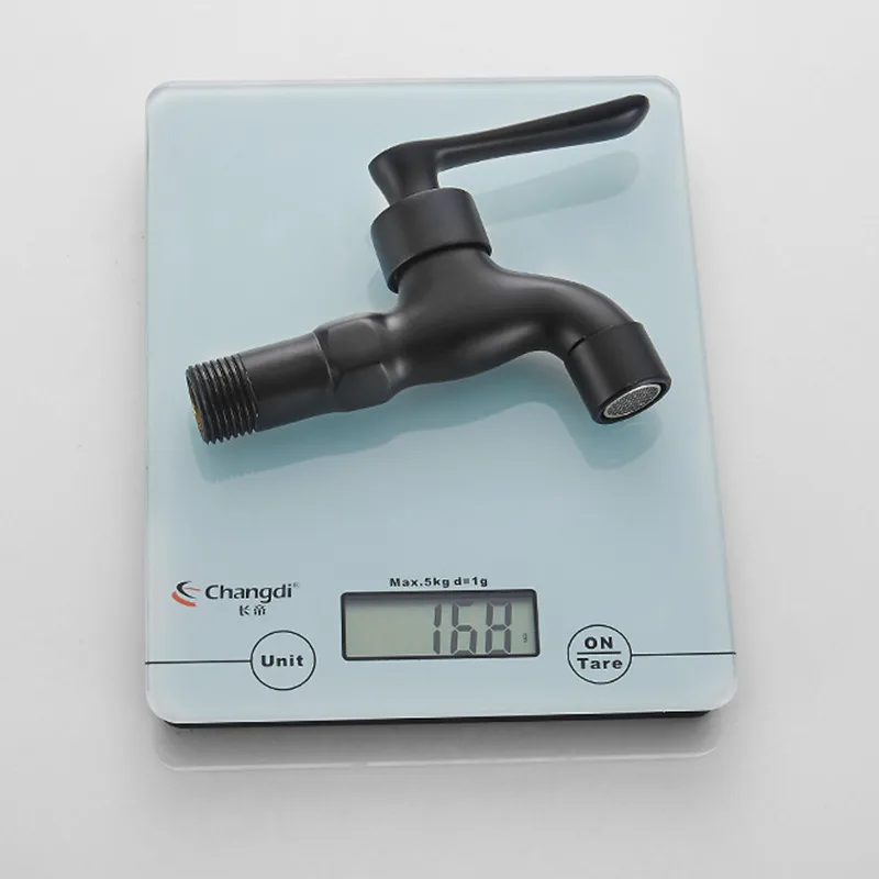 Bathroom Black Single Cold Tap Wall Washing Machine Single Tap Cold Water Faucet Garden Black