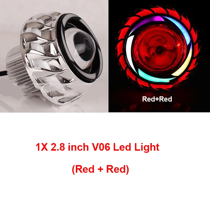 1X V06 Red Red Фара Тактический целеуказатель прицел 12V Ангел Дьявол глаз передние фары Hi/короче спереди и длиннее сзади) Вспышка светодиодная фара мотоцикла туман пятно налобный фонарь для сиденья мотоцикла - Цвет: 1X V06 Red Red