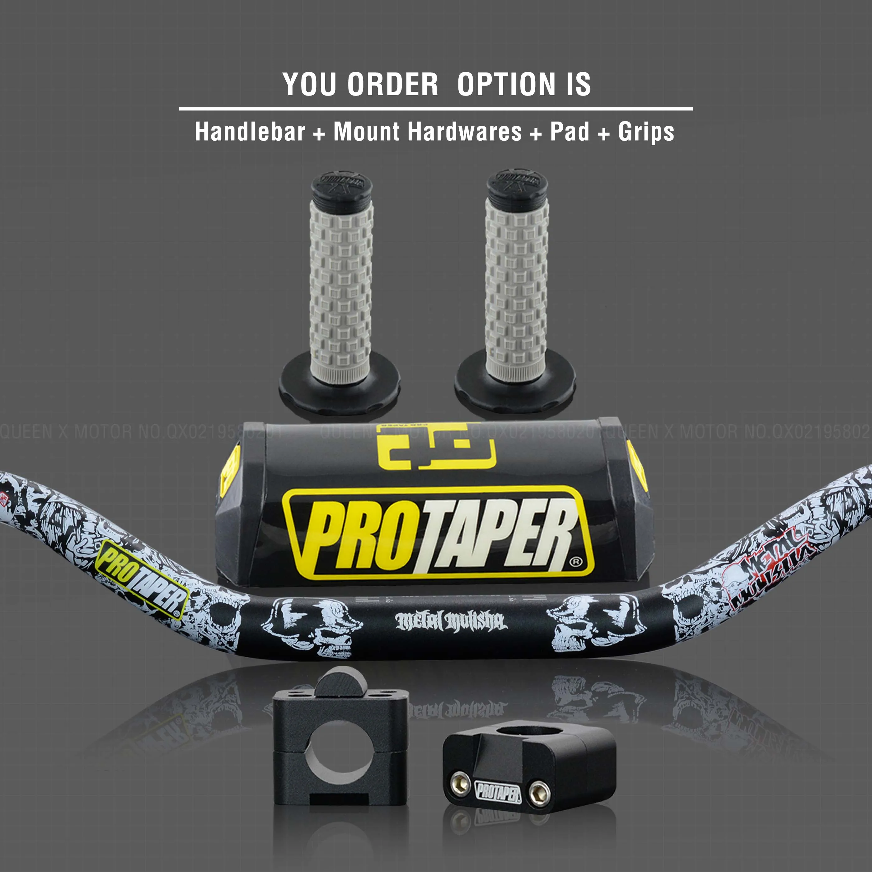 Руль для Pro Taper Pack Bar 1-1/" 6 дней Fatbar Колодки Ручки Pit Pro Racing Dirt Pit Bike мотоцикл с адаптер cnc - Цвет: Black Full Kit