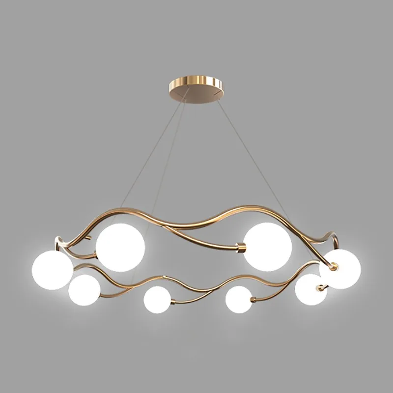 G9 Modern Simple LED Chandelier Lighting For Dining Living Room Bedroom Indoor Chandeliers Round Glass Ball Hanging Lamp Gold