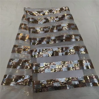 

New Design Nigerian SEQUINS gold/pink Lace Fabric African Lace Fabrics High Quality tulle net French Net Lace Fabric For Wedding