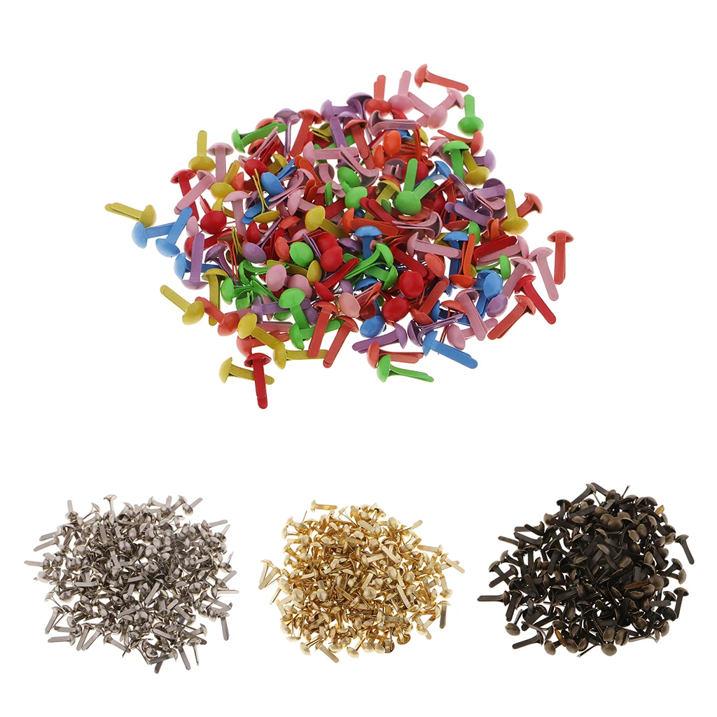 200pcs Metal Round Head Split Pin Brads Paper Fastener For Scrapbook Decor