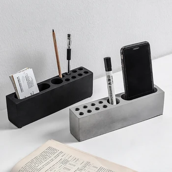 

European-style Simple Cement Pen Insert Business Card Holder Minimalist Studio Study Office Multifunctional Storage Decoration