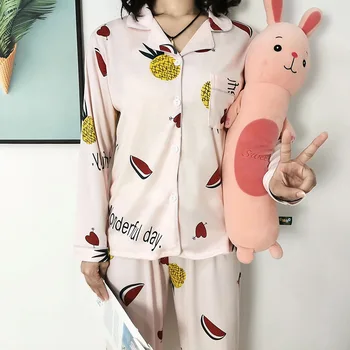 

Southeast Asian Style Ladies Temperament Pajamas Spring And Autumn Long - Sleeved Trousers Milk Silk Home Service