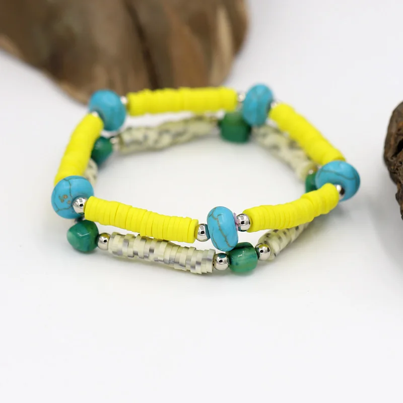 VONNOR Handmade Fashion Fimo Bracelets for Women Jewelry boho Shell Stone Crystal Strand Bracelet Femme Accessories