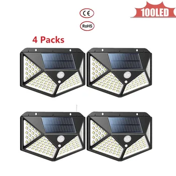 

Solar Lights Outdoor Wireless 100 led Adjustable Angle Motion Sensor Light Security Lighting Lamp For Garden Wall Yard 4 sided 2