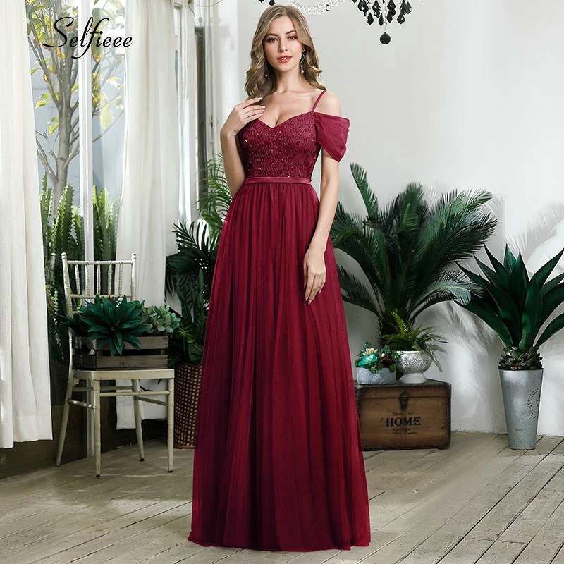 Elegant Laides Party Dress A-Line V-Neck Spaghetti Straps Sequined Short Sleeve Maxi Women Dress Sparkle Formal Gown Robe Femme