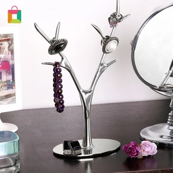 

Daily Household Tree Shape Table Decoration Zinc Alloy 4 Layer Jewelry Rack Necklace Hanger Rack