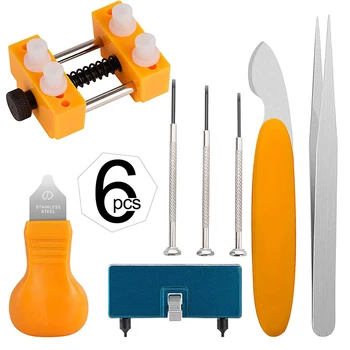 6Pcs Watch Back Case Cover Opener Link Pin Remover Wrench Repair Kit Tool Practical Adjustable Watch Repair Tool Opening Screw portable watch tools watches back case watchmaker opener screw wrench remover watch repair tool kit watch back case opener