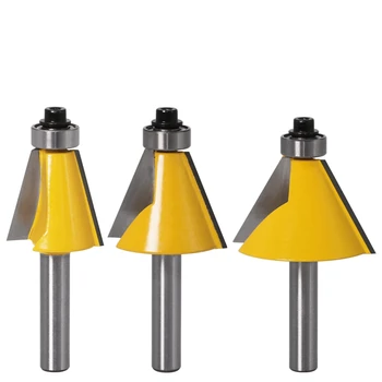 

3 Pcs 8MM Shank Chamfer Router Bit 15 22.5 30 Degree Milling Cutter for Woodworking Bit Machine Tools
