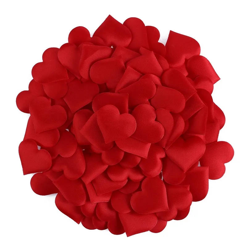 100pcs/bag Romantic Sponge Fabric Heart Petals Wedding Confetti Table Bed heart-shaped petals Wedding Valentine party Decoration - Color: 3.2cm Red