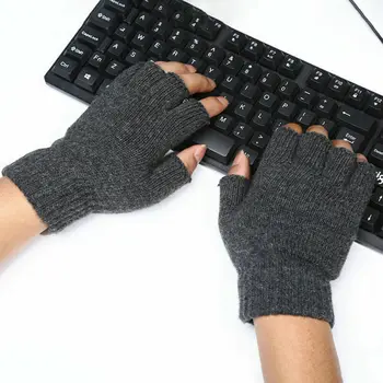 

Knitted Warm Black Fingerless Half Finger Winter Gloves Work Outdoor Men Women