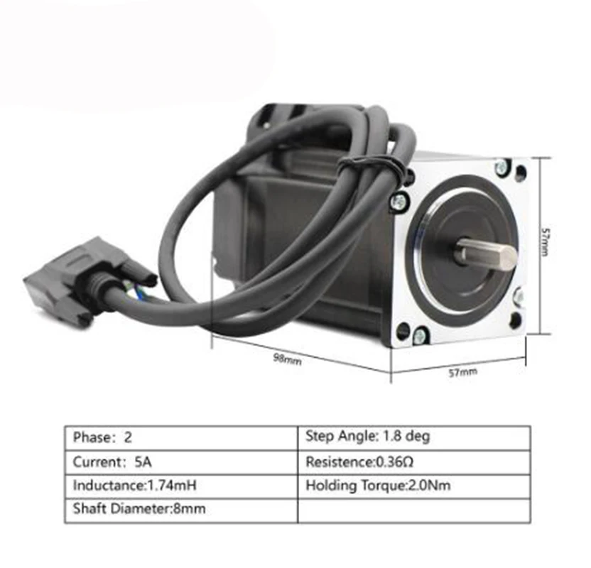 JMC замкнутый контур шаговый двигатель 2.0N.m 4 провода 285Oz-in D = 8 мм Nema 23 2.2Nm сервопривод шаговый двигатель 57J1880EC-1000+ 2HSS57