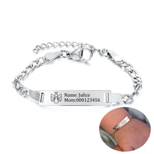 Пользовательский ребенок имя браслет из нержавеющей стали Регулируемый для детей, для малышей ID браслет-персонализированный день рождения девочки мальчика подарок