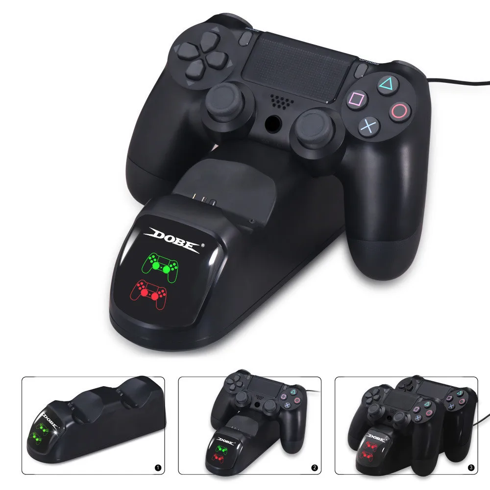 

For PS4 Dual Ports Controller Joystick Handle USB Charger Stand Fast Charging Docking Station Gamepad for PS4 Slim Pro Base