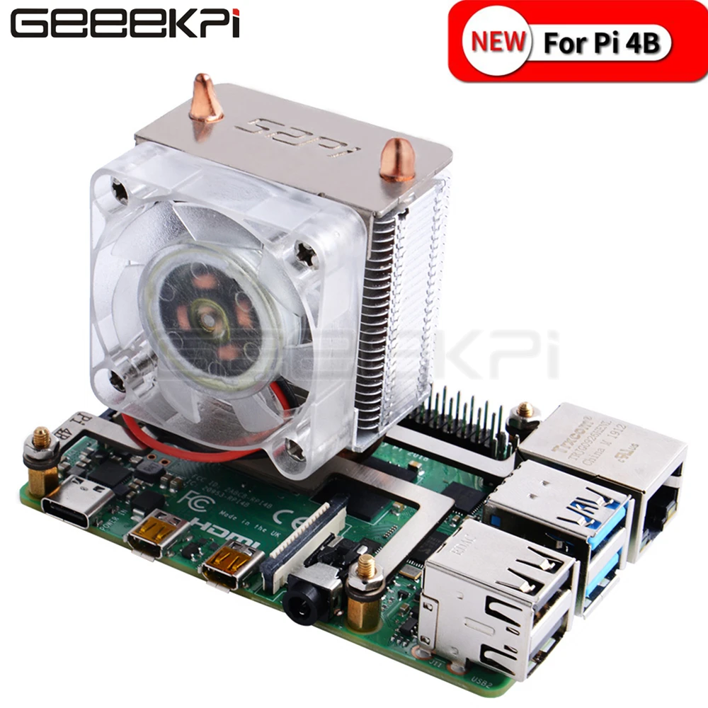 

GeeekPi Clear Black Ice Tower Cooling Fan V2.0 Super 7 Colours Light Bracket 5-Layer Acrylic Case for Raspberry Pi 4B / 3B / 3B+