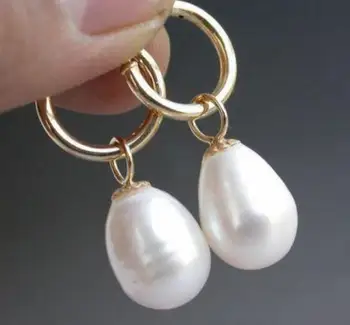 

Jewelry Free Shipping natural 11-13mm Australian south seas white pearl earrings 14K/20 Gold Hoop
