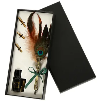 

Feather Dip Pen Writing Set Quill Fountain Pens Birthday Gifts Stainless Steel Nib Fountain Pens
