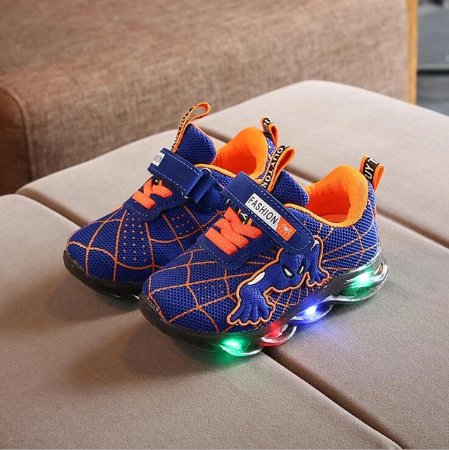 Zapatos de Spiderman para niños y bebés, zapatillas con LED, luminosas y brillantes, animados - Mobile