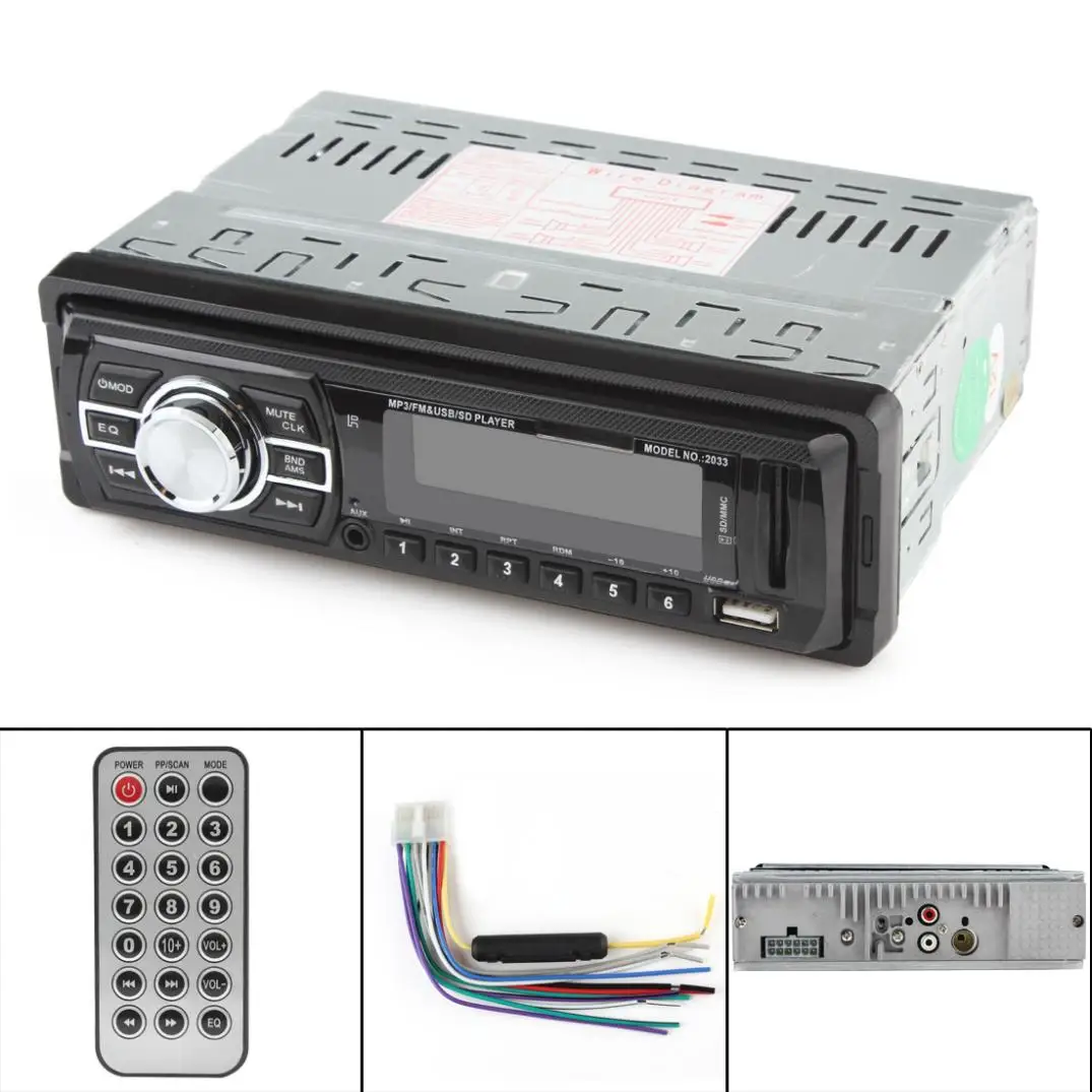In-Dash 12V автомобильный аудио стерео FM Aux Входной приемник SD USB MP3 радио плеер+ пульт дистанционного управления