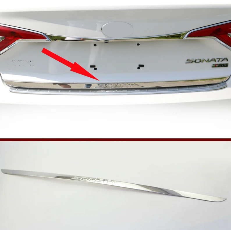Для Hyundai Sonata MK9 2015 2016 2017 крышка багажника из нержавеющей стали ниже крышки отделка