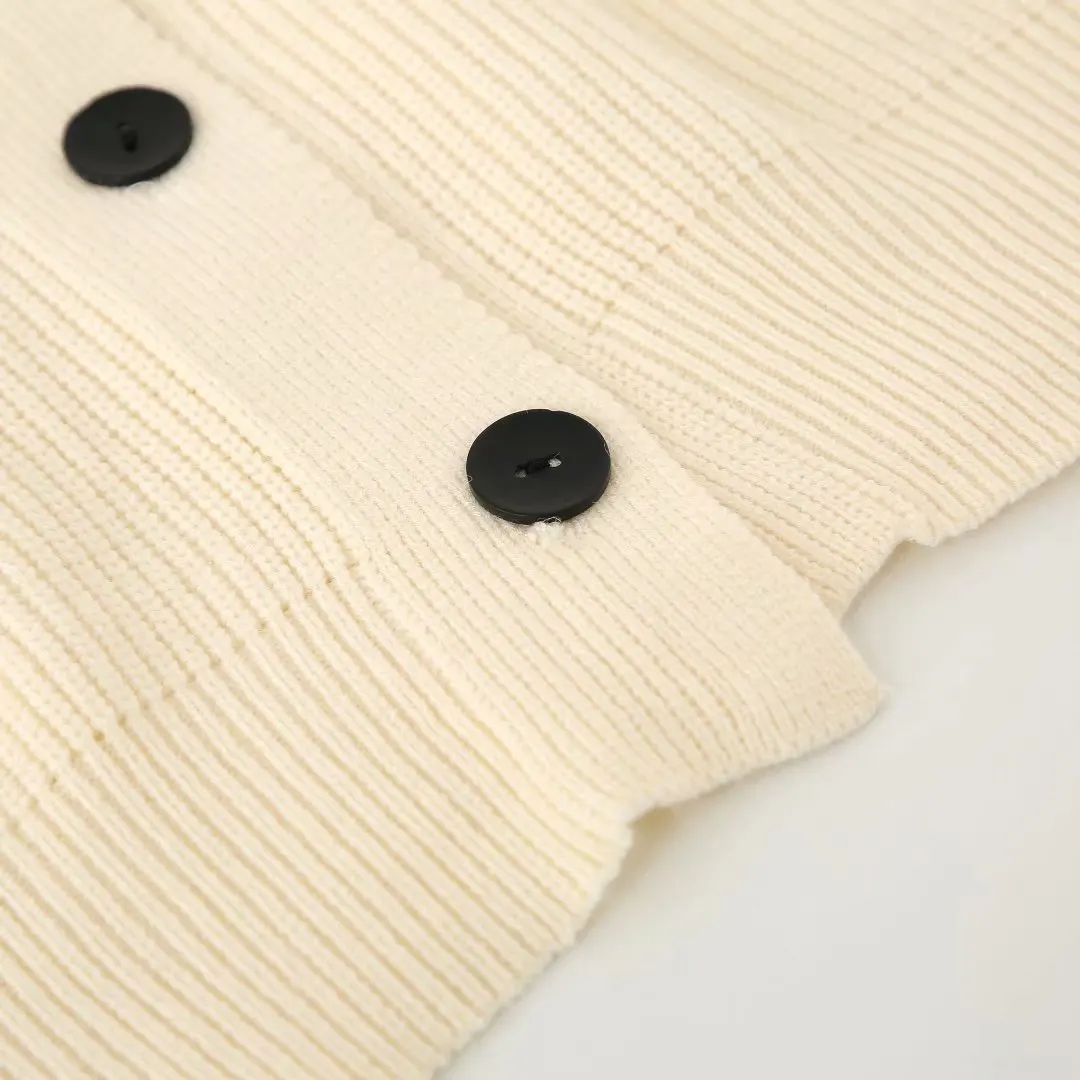 Fashion Za Women Sweater Autumn Solid V-Neck Chic Single Breasted Cardigan Puff Sleeve Loose Knitting Warm Sweaters Female